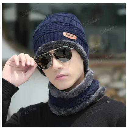 Imagem de Kit Gorro Touca + Gola Cachecol Protetor Pescoço Lã Inverno