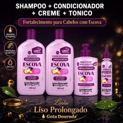 Imagem de Kit Gota Dourada Escova Sh Cond 300ml + Creme 320ml + Tônico