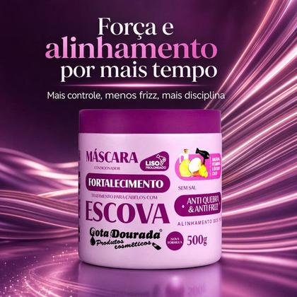 Imagem de Kit Gota Fortalecimento Cabelos Com Escova Máscara E Tônico