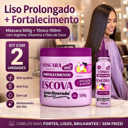 Imagem de Kit Gota Fortalecimento Cabelos Com Escova Máscara E Tônico