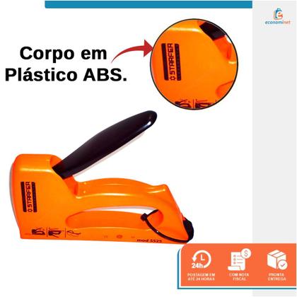 Imagem de Kit Grampeador Tapeceiro Tapeçaria Profissional Plástico ABS 5525 + 1000 grampos 106/6mm