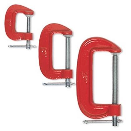 Imagem de Kit grampos tipo c jogo marceneiro sargento 3 peças completo profissional 1 2 3 polegadas 