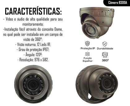 Imagem de Kit Gravação 100% Automotivo Orbe Mdvr 4 Canais Imagens 9V A