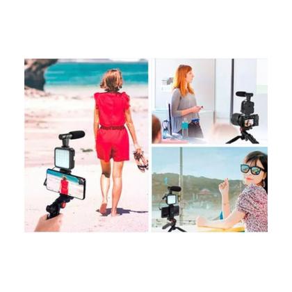 Imagem de Kit Gravação 5em 1 Vídeo Tripé Led Celular Selfie Microfone