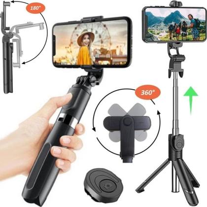 Imagem de Kit Gravação Ring Light Tripé Microfone Sem Fio Tipo-C Bastão Estabilizador Celular Filmagem