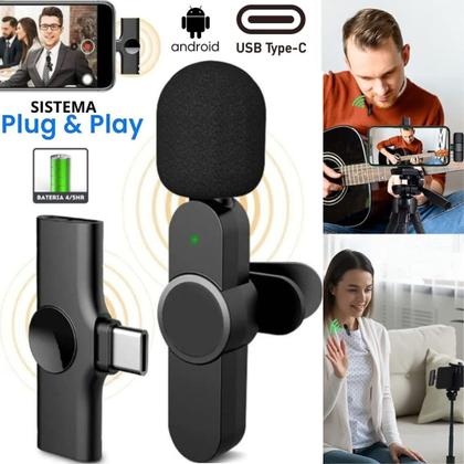 Imagem de Kit Gravação Ring Light Tripé Microfone Sem Fio Tipo-C Bastão Estabilizador Celular Filmagem