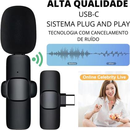 Imagem de Kit Gravação Ring Light Tripé Microfone Sem Fio Tipo-C Bastão Estabilizador Celular Filmagem