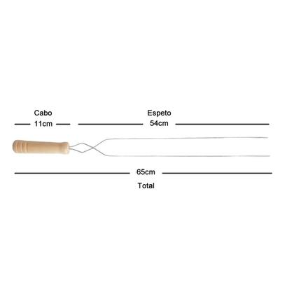 Imagem de Kit Grelha 2Un Espetos Duplo E 2Un Simples Inox 65Cm