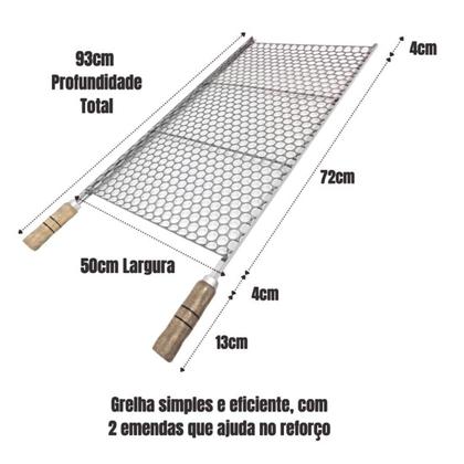 Imagem de Kit Grelha 50x72 com 2 Espetos Duplo Aço Inox Churrasco