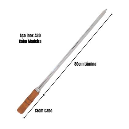 Imagem de Kit Grelha 50x72 com 2 Espetos Espada Aço Inox 80cm