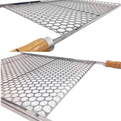 Imagem de Kit Grelha 50x72 com 2 Espetos Espada Aço Inox 80cm