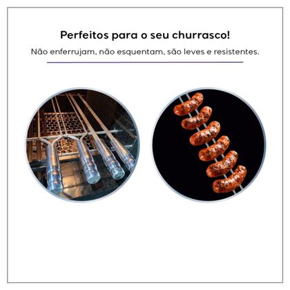 Imagem de Kit Grelha Inox 4un Espetos Duplo Simples Alumínio Churrasco