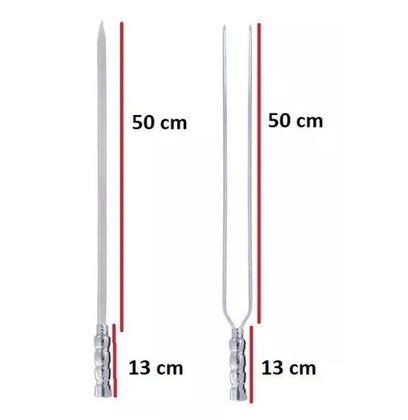 Imagem de Kit Grelha Inox 4un Espetos Duplo Simples Alumínio Churrasco