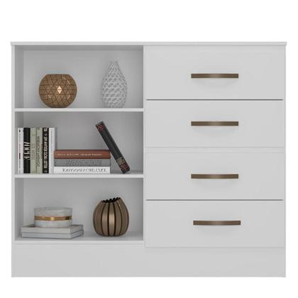 Imagem de Kit Guarda-roupa Casal 6 Portas Com Cômoda Sapateira 4 Gavetas Lisa Branco