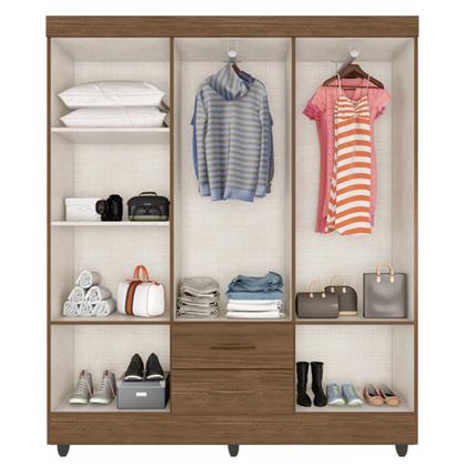 Imagem de Kit Guarda-Roupa Casal 6 Portas com Cômoda Sapateira 4 Gavetas Lisa