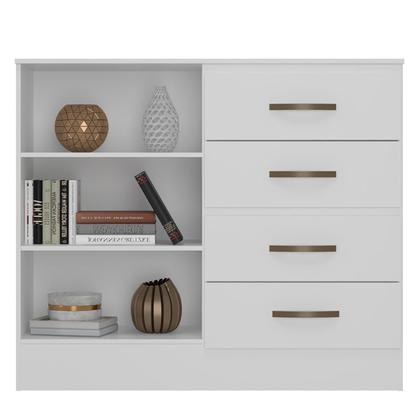 Imagem de Kit Guarda-Roupa Casal 6 Portas com Cômoda Sapateira 4 Gavetas Lisa