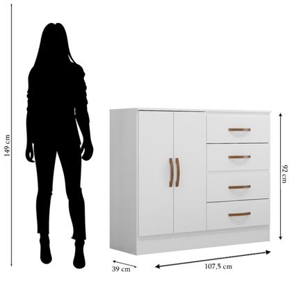 Imagem de Kit Guarda-Roupa Casal 6 Portas com Cômoda Sapateira 4 Gavetas Lisa