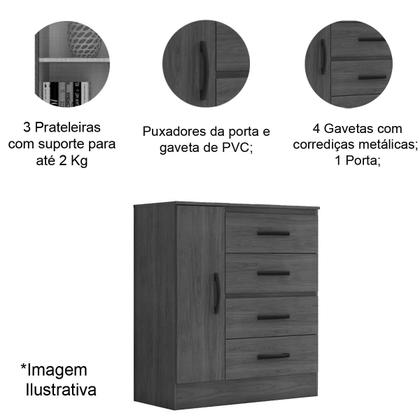 Imagem de Kit Guarda-Roupa Casal 6 Portas com Cômoda Sapateira 4 Gavetas Lisa