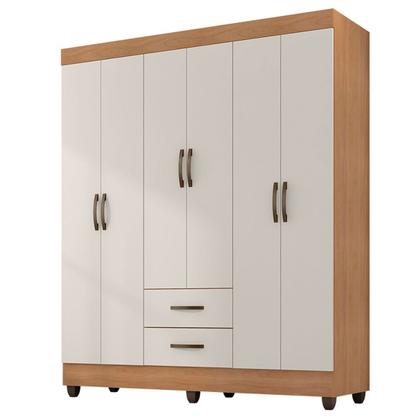 Imagem de Kit Guarda-Roupa Casal 6 Portas e Cômoda Sapateira 1 Porta Lisa