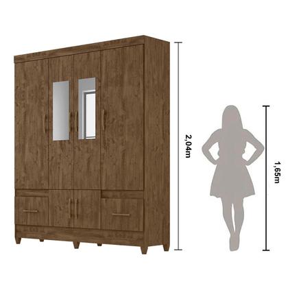 Imagem de Kit Guarda Roupa Casal com Espelho MS 912 + Cômoda MS 913 Moval