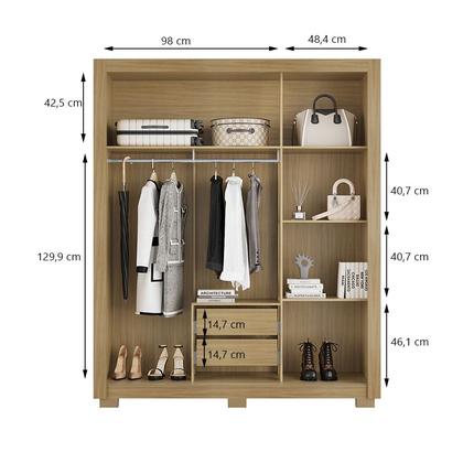 Imagem de Kit Guarda Roupa Casal Dallas 3 Portas 2 Gavetas e Cômoda Aspen 1 Porta 4 Gavetas I01 - Clique Chique Móveis