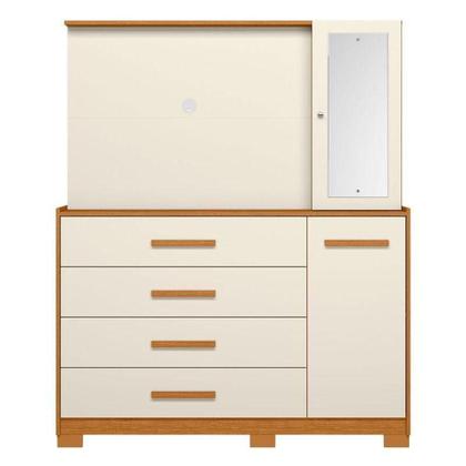 Imagem de Kit Guarda Roupa Casal Doble 6 Portas e Cômoda Ilhabela 4 Gavetas Cinamomo Off White
