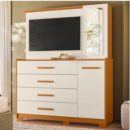 Imagem de Kit Guarda Roupa Casal Doble 6 Portas e Cômoda Ilhabela 4 Gavetas Cinamomo Off White