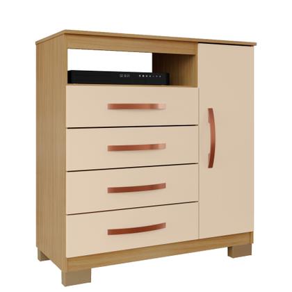 Imagem de Kit Guarda Roupa Casal Modena 6 Portas 2 Gavetas com Cômoda Sapateira 1 Porta 4 Gavetas Carvalho Off White - Combo Stock