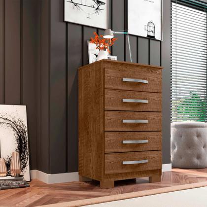 Imagem de Kit Guarda Roupa Casal Modena 6 Portas 2 Gavetas Com Espelho, Cômoda 5 Gavetas e Multiuso Egito Malbec - Combo Stock