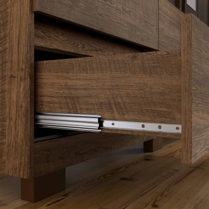 Imagem de Kit Guarda Roupa Casal Modena 6 Portas 2 Gavetas Com Espelho, Cômoda 5 Gavetas e Multiuso Egito Malbec - Combo Stock