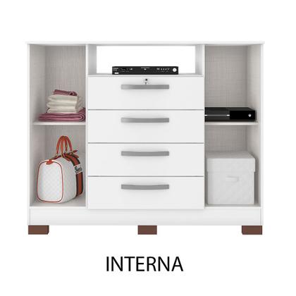 Imagem de Kit Guarda Roupa Casal Modena 6 Portas 2 Gavetas com Espelho e Cômoda Rack Madri 2 Portas 4 Gavetas Malbec Incorplac