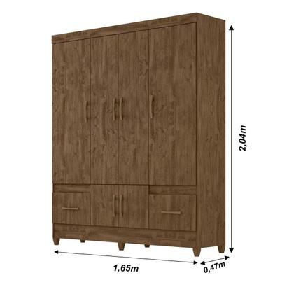 Imagem de Kit Guarda Roupa Casal MS 912 + Cômoda MS 913 Castanho Wood - Moval
