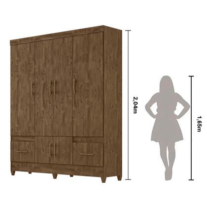 Imagem de Kit Guarda Roupa Casal MS 912 + Cômoda MS 913 Castanho Wood - Moval