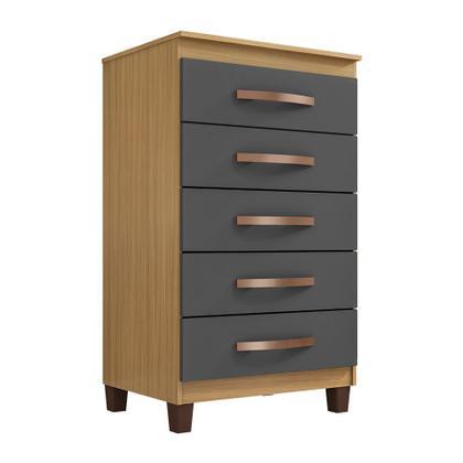 Imagem de Kit Guarda Roupa Casal Porto Belo 6 Portas 2 Gavetas com Espelho e 2 Cômoda 5 Gavetas I01 Carvalho Grafite Clique Chique