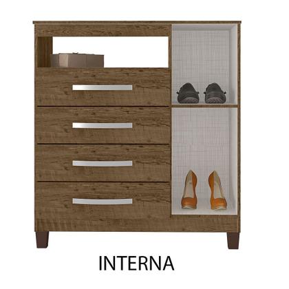 Imagem de Kit Guarda Roupa Casal Porto Belo 6 Portas 2 Gavetas com Espelho e Cômoda Sapateira Porto Belo 1 Porta 4 Gavetas Malbec Clique Chique