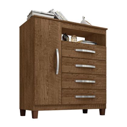 Imagem de Kit Guarda Roupa Casal Porto Belo 6 Portas 2 Gavetas com Espelho e Cômoda Sapateira Porto Belo 1 Porta 4 Gavetas Malbec Clique Chique