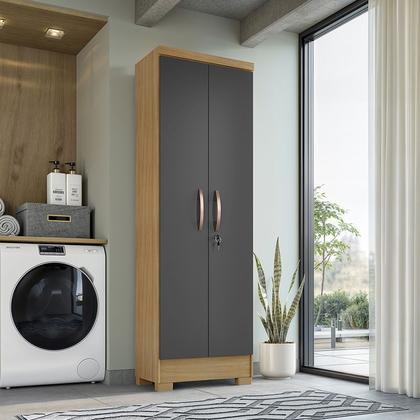 Imagem de Kit Guarda Roupa Casal Porto Belo 6 Portas 2 Gavetas, Cômoda 5 Gavetas Porto Belo e Multiuso Cairo I01 Carvalho Grafite Clique Chique