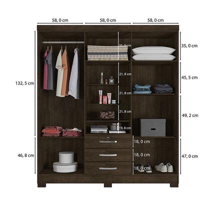 Imagem de Kit Guarda Roupa Casal Roma 6 Portas com Espelho e Cômoda 5 Gavetas Aspen I01 - Clique Chique Móveis