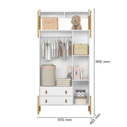 Imagem de Kit Guarda Roupa com Cômoda Infantil e Berço Mini Cama Magia Q01 Branco Clique Chique