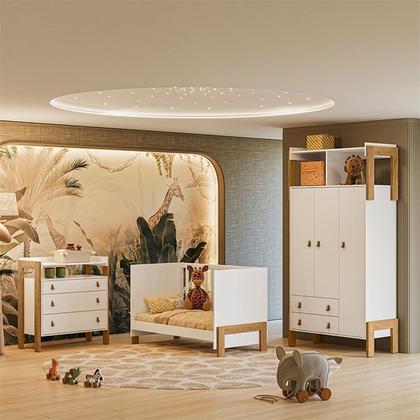 Imagem de Kit Guarda Roupa com Cômoda Infantil e Berço Mini Cama Magia Q01 Branco Clique Chique