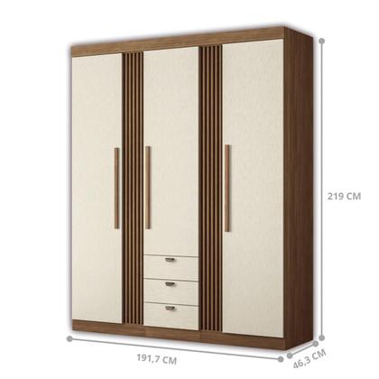 Imagem de Kit Guarda Roupa e Cômoda Denver Jatoba Areia