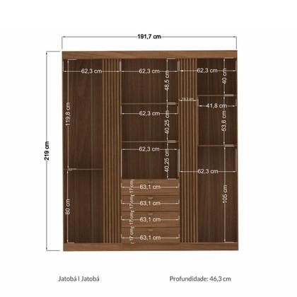 Imagem de Kit Guarda Roupa e Cômoda Denver Jatoba