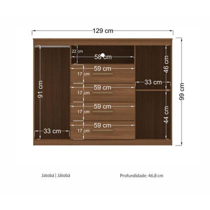 Imagem de Kit Guarda Roupa e Cômoda Denver Jatoba