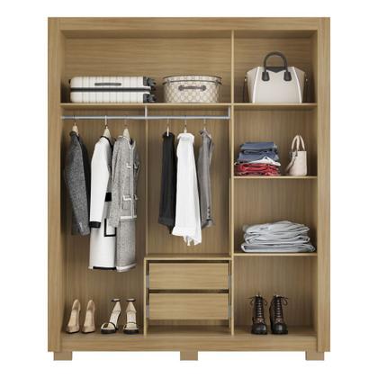 Imagem de Kit Guarda Roupa Solteiro 3P C/Espelho+Cômoda Sap Carva/Grafite