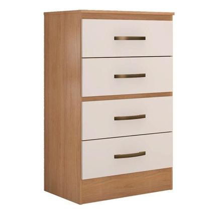 Imagem de Kit Guarda-roupa Solteiro 4 Portas E Cômoda 4 Gavetas Lisa Nature/off White