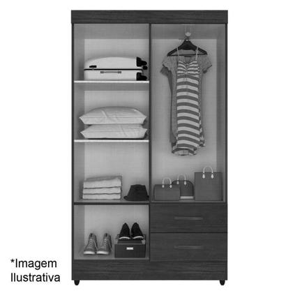 Imagem de Kit Guarda-roupa Solteiro 4 Portas E Cômoda 4 Gavetas Lisa Nature/off White