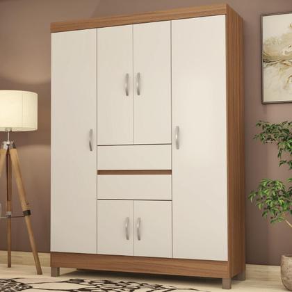 Imagem de Kit Guarda Roupa Solteiro 6 Portas Ecom II Cômoda Atria