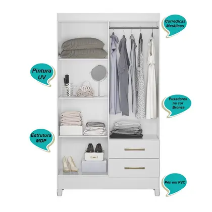 Imagem de Kit Guarda Roupa Solteiro Chile e Cômoda MS