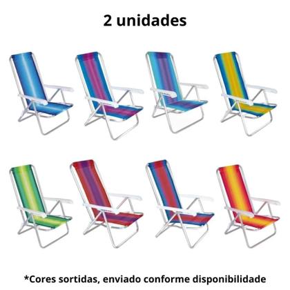 Imagem de Kit Guarda-sol 2,20 M Sky Aluminio Azul + 2 Cadeiras Aluminio 4 Posicoes Pesca / Praia Mor