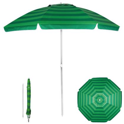 Imagem de Kit Guarda Sol 2,4m Alumínio Articulado Verde Espreguiçadeira Ajustável Dobrável Com Alça Bolso Azul - Tobee